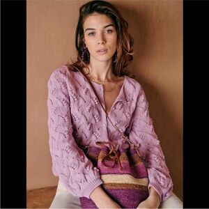 Sezane Lavender/Lilac Cotton Cardigan